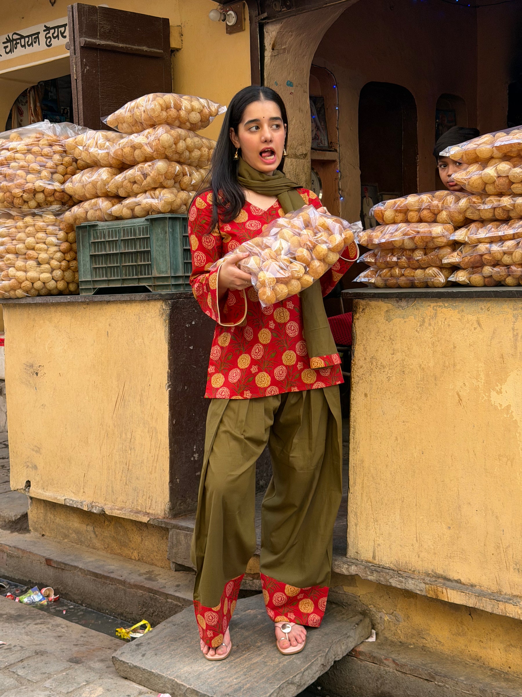 Red Farshi Salwar Set with Dupatta