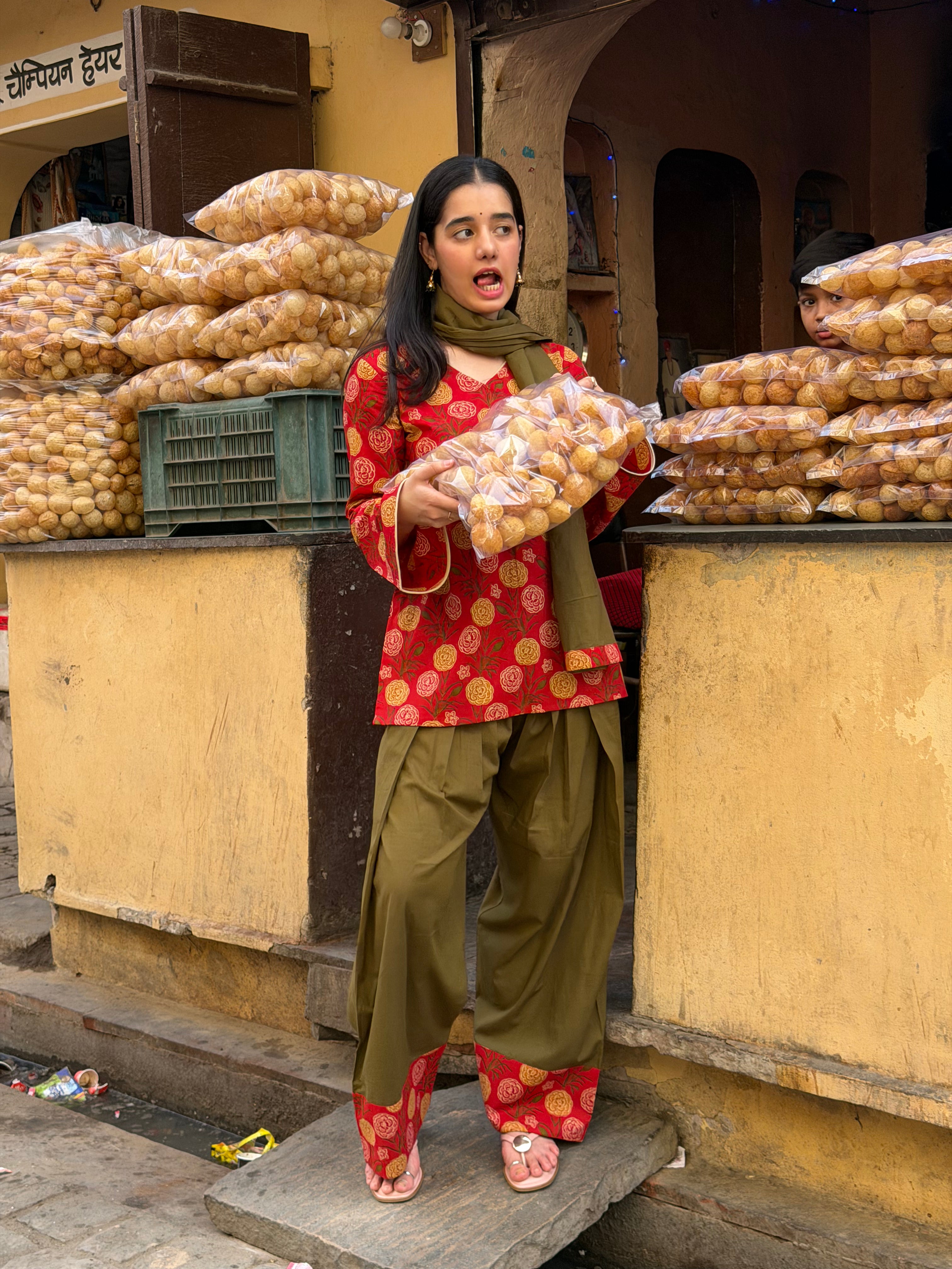 Red Farshi Salwar Set with Dupatta