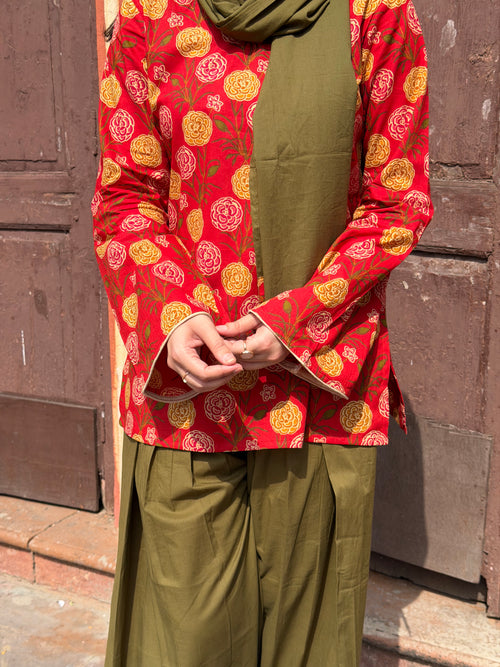Red Farshi Salwar Set with Dupatta
