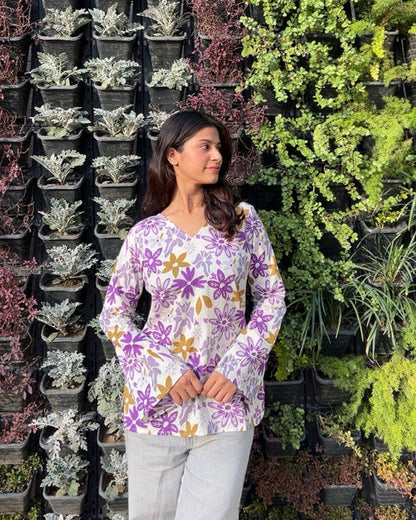 Purple Blossom Bell Plus Size Kurti