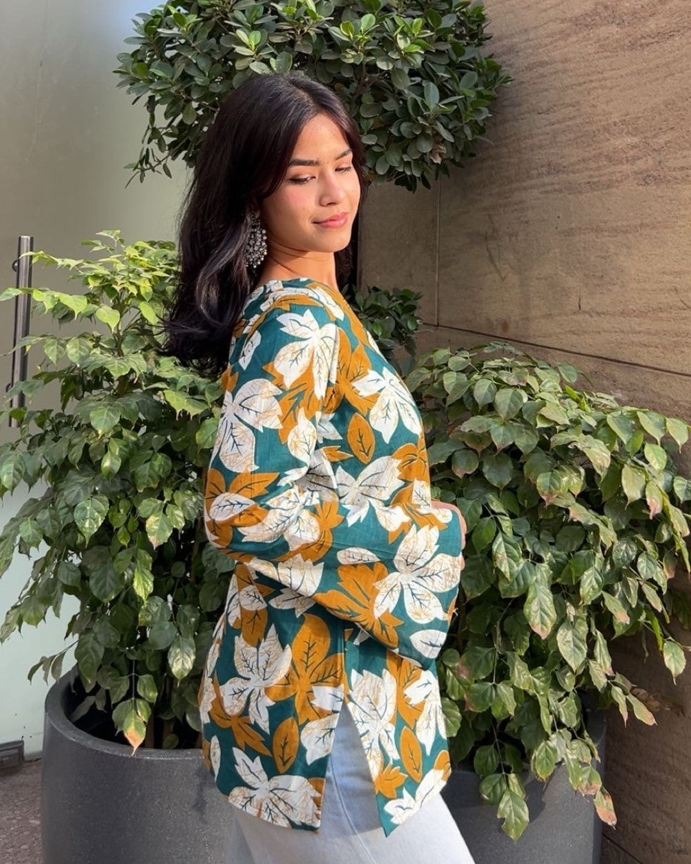 Leafy Bell Sleeve Kurti