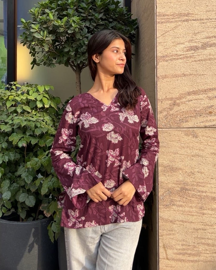 Lavender Bell Sleeve Plus Size Kurti