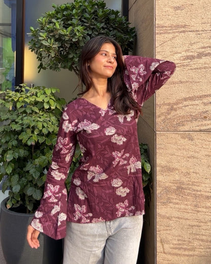 Lavender Bell Sleeve Kurti