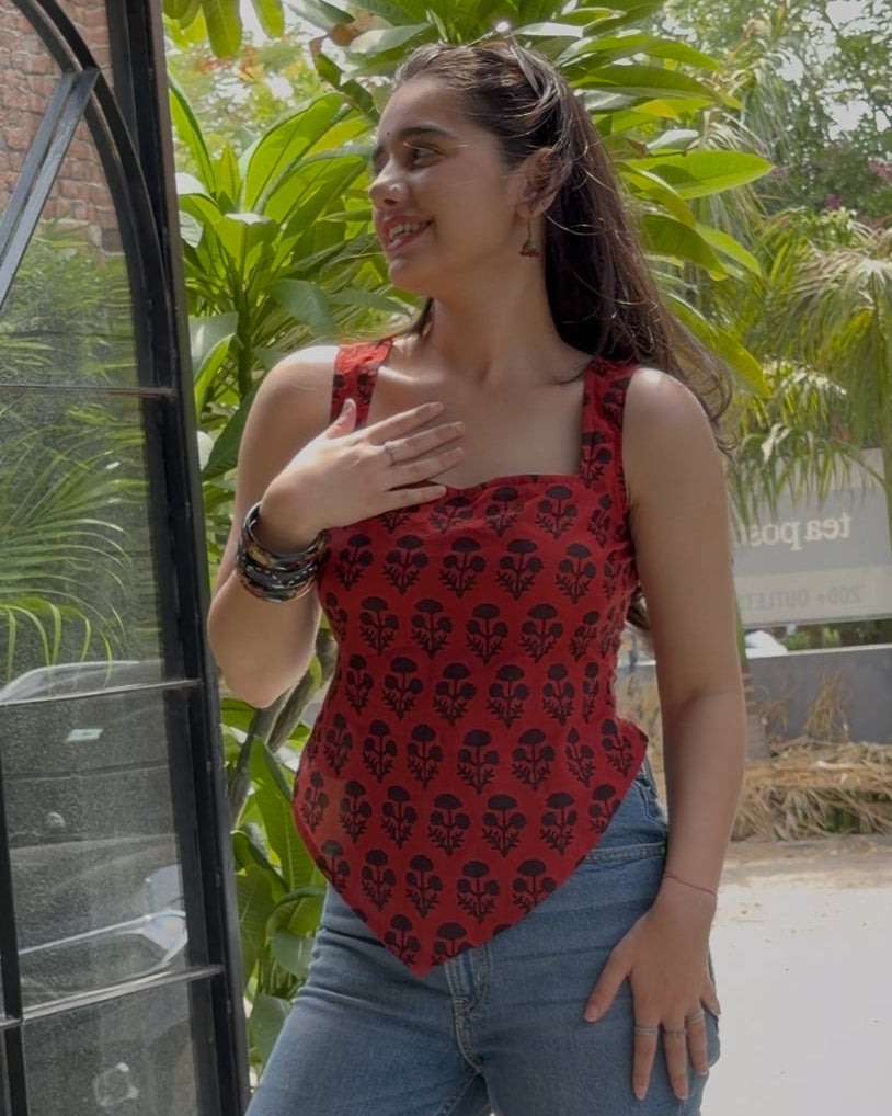 Red Desi Baddie Kurti