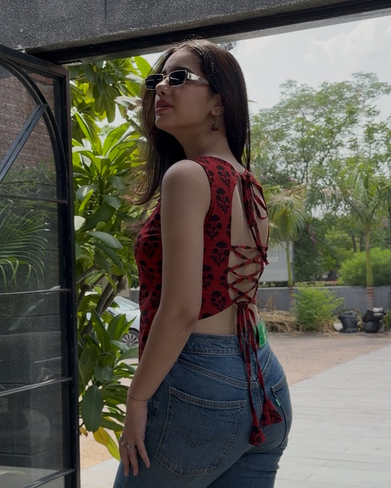 Red Desi Baddie Kurti