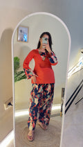 Orange Flower Farshi Salwar Set