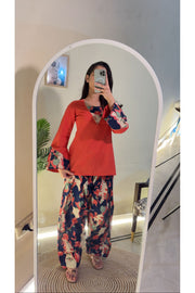 Orange Flower Farshi Salwar Set