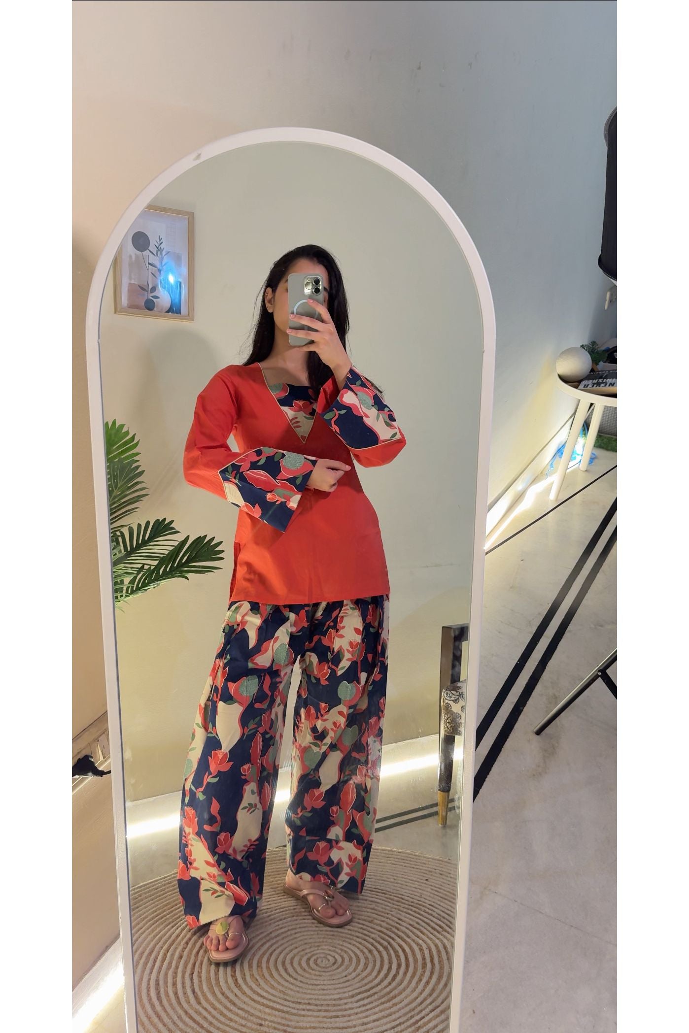 Orange Flower Farshi Salwar Set