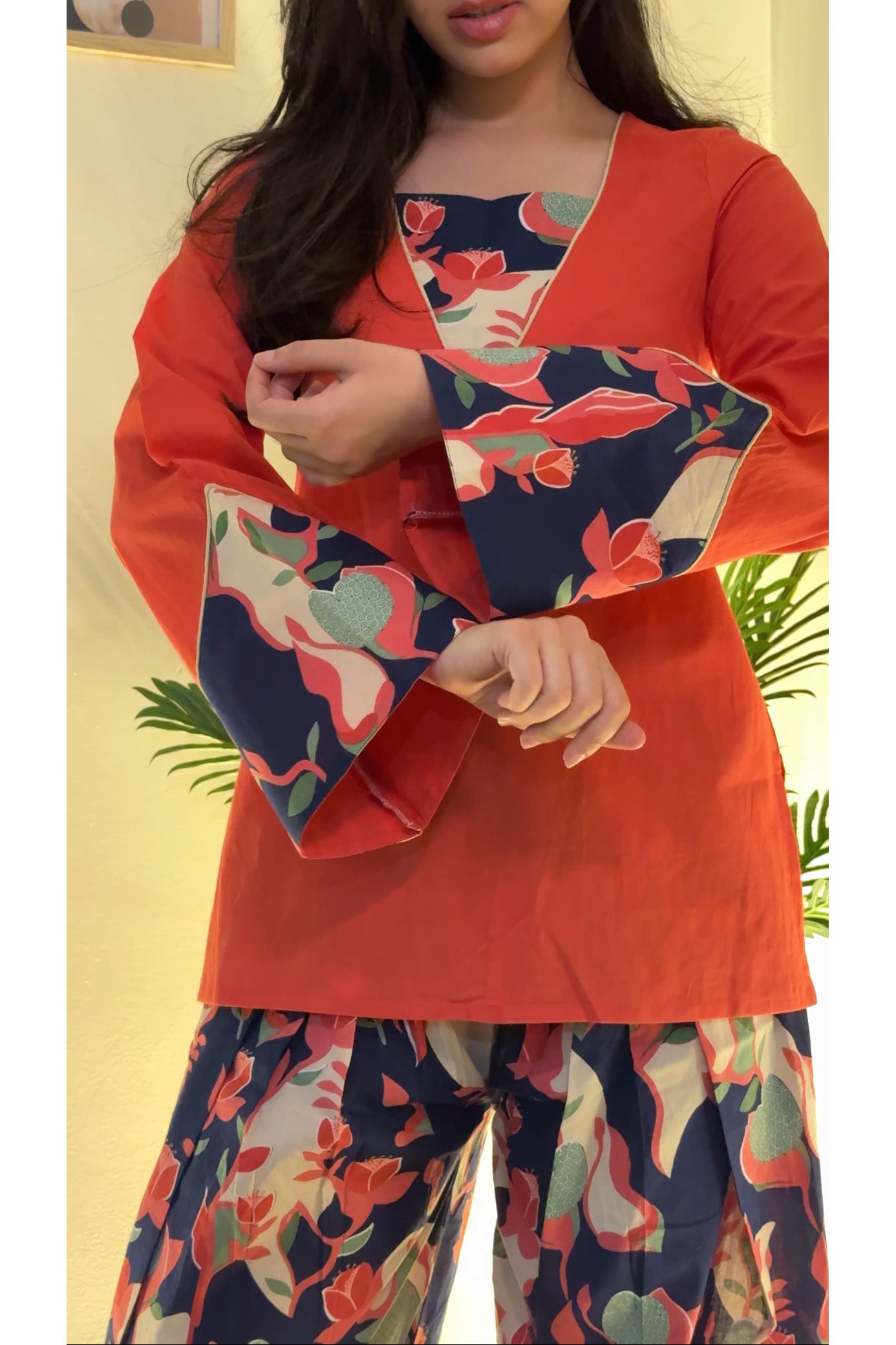 Orange Flower Farshi Salwar Set