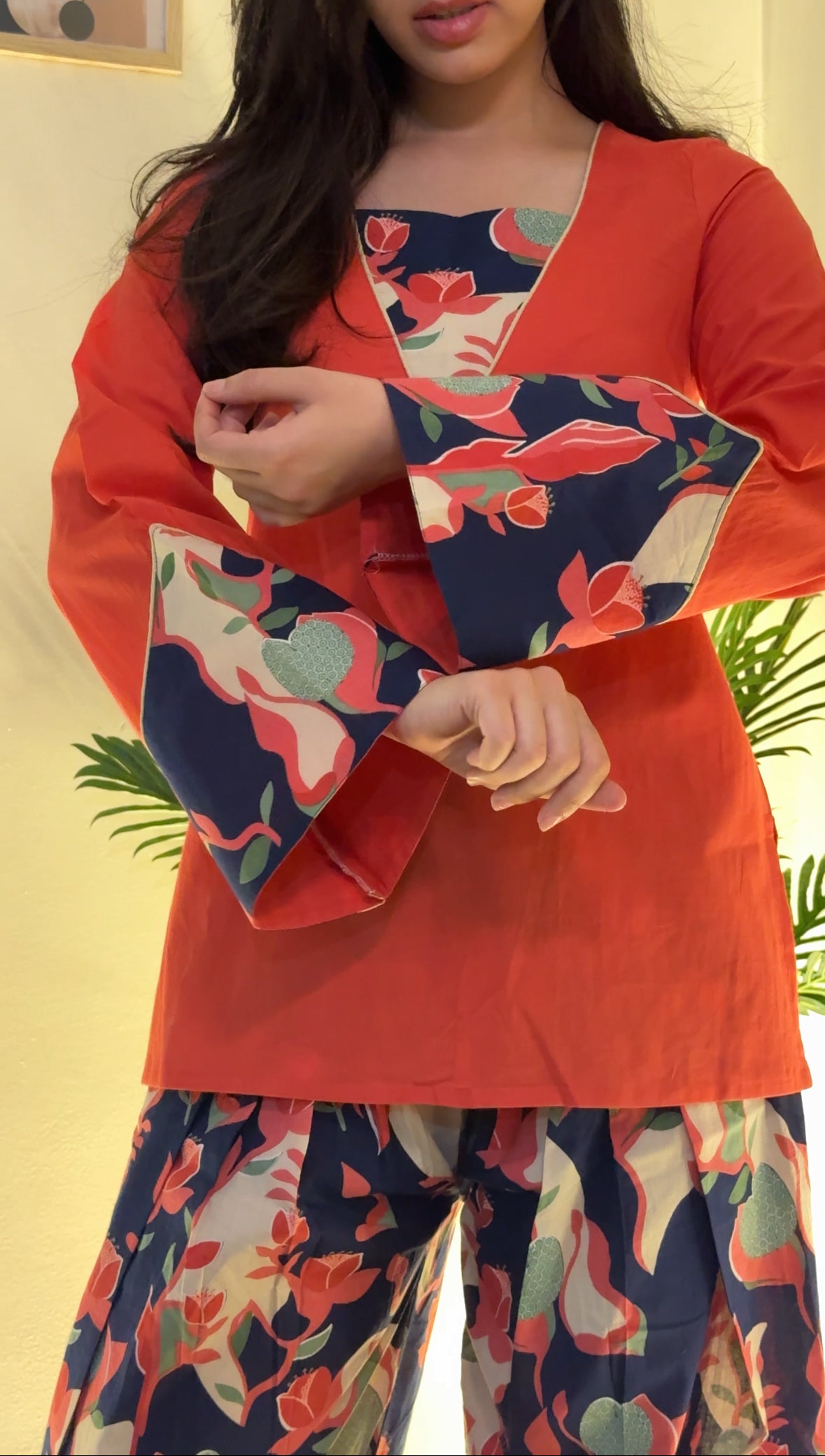 Orange Flower Farshi Salwar Set