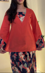 Orange Flower Farshi Salwar Set