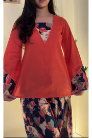 Orange Flower Farshi Salwar Set