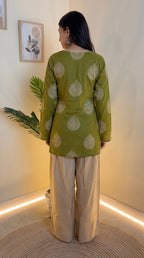 Olive Paisley Farshi Salwar Set