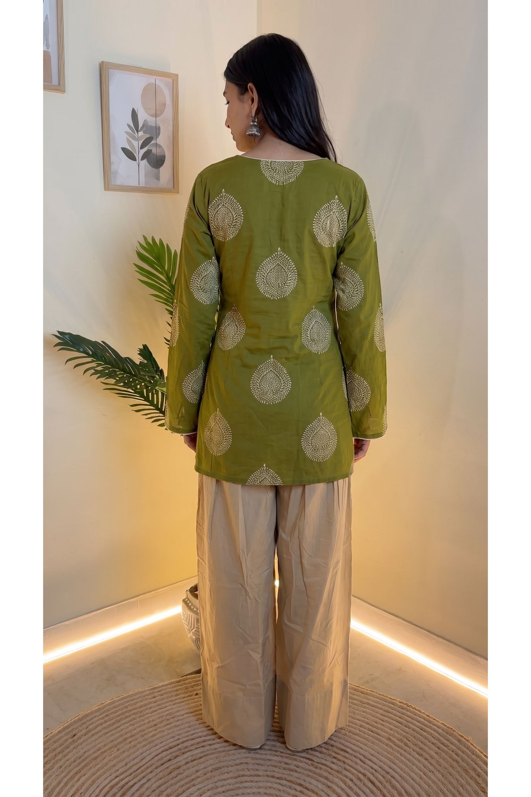 Olive Paisley Farshi Salwar Set