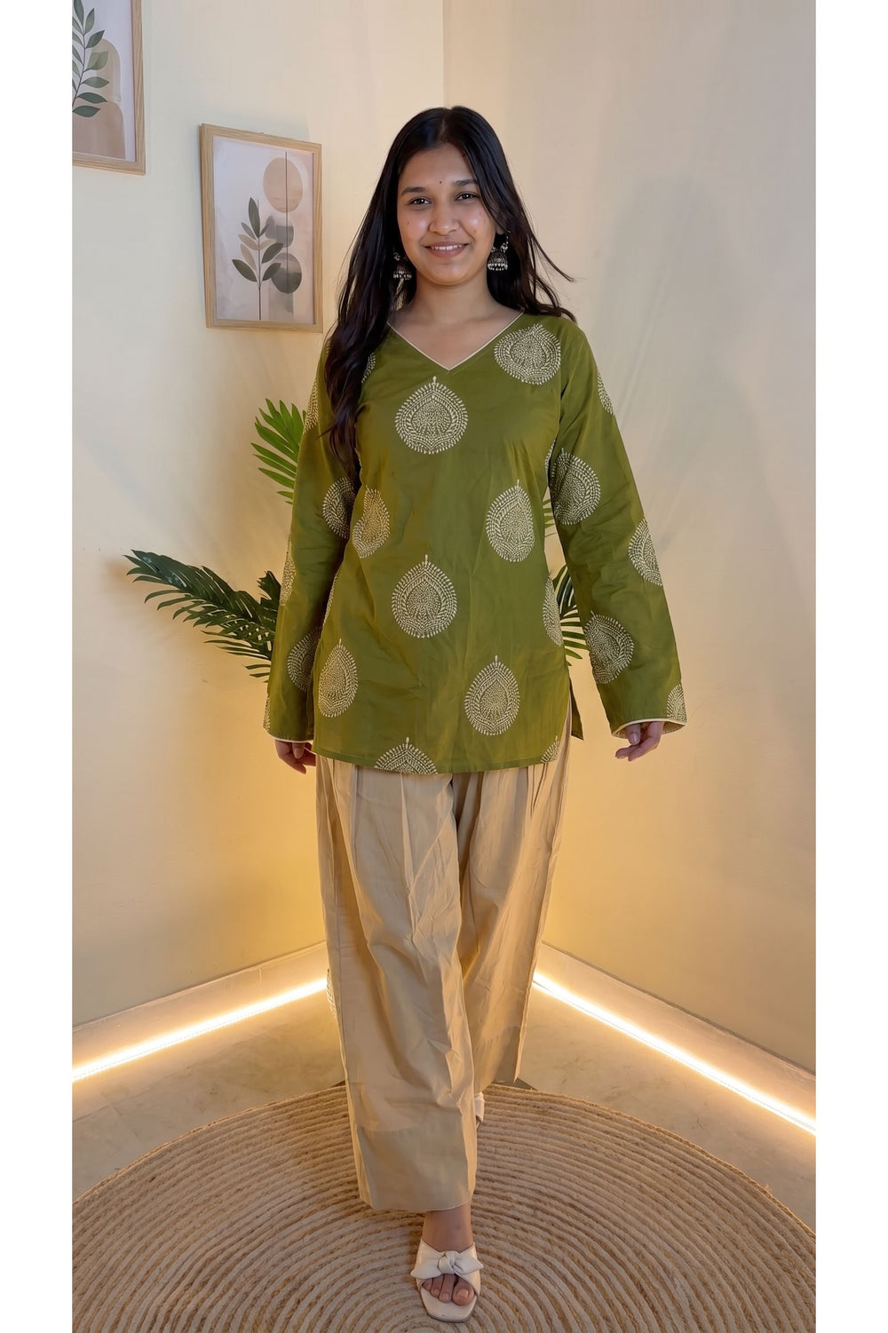 Olive Paisley Farshi Salwar Set