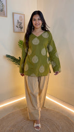 Olive Paisley Farshi Salwar Set