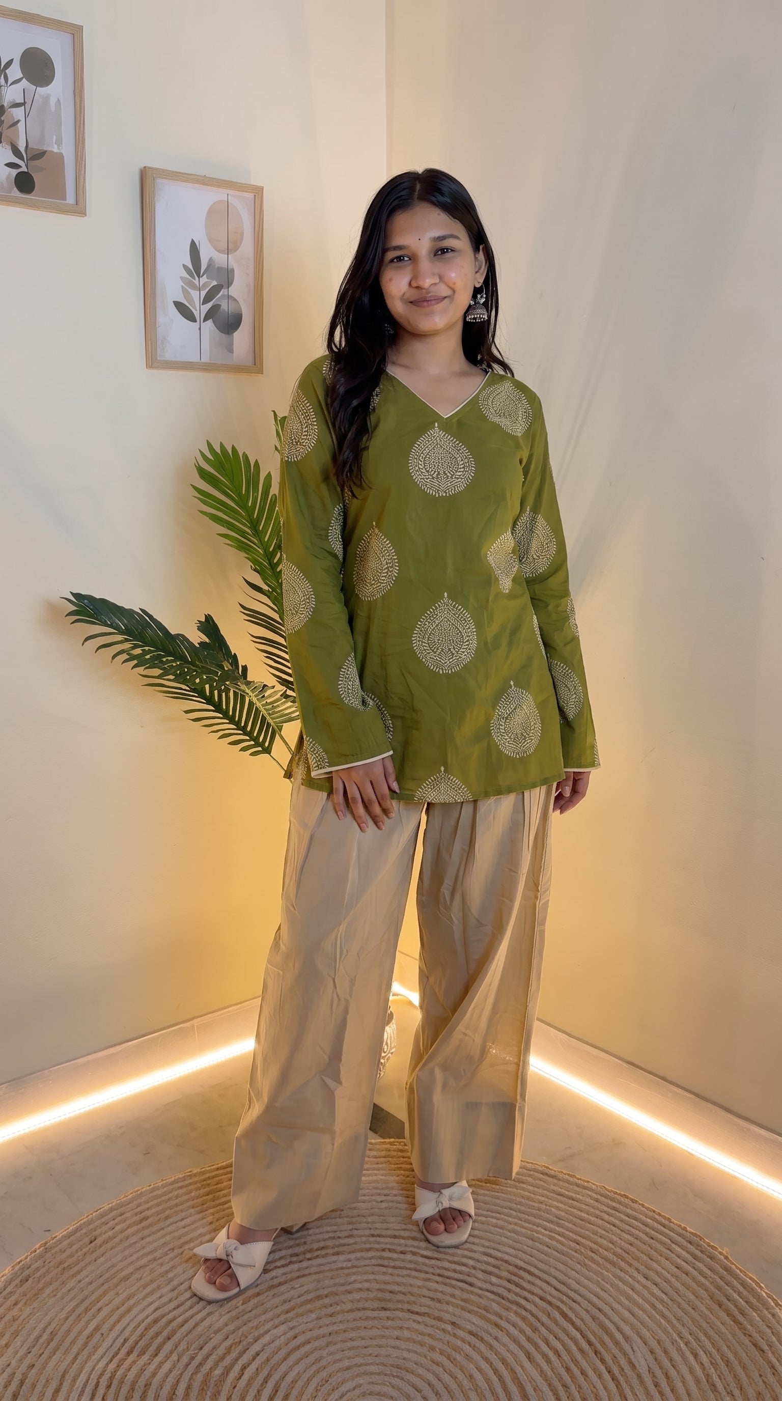 Olive Paisley Farshi Salwar Set