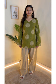 Olive Paisley Farshi Salwar Set