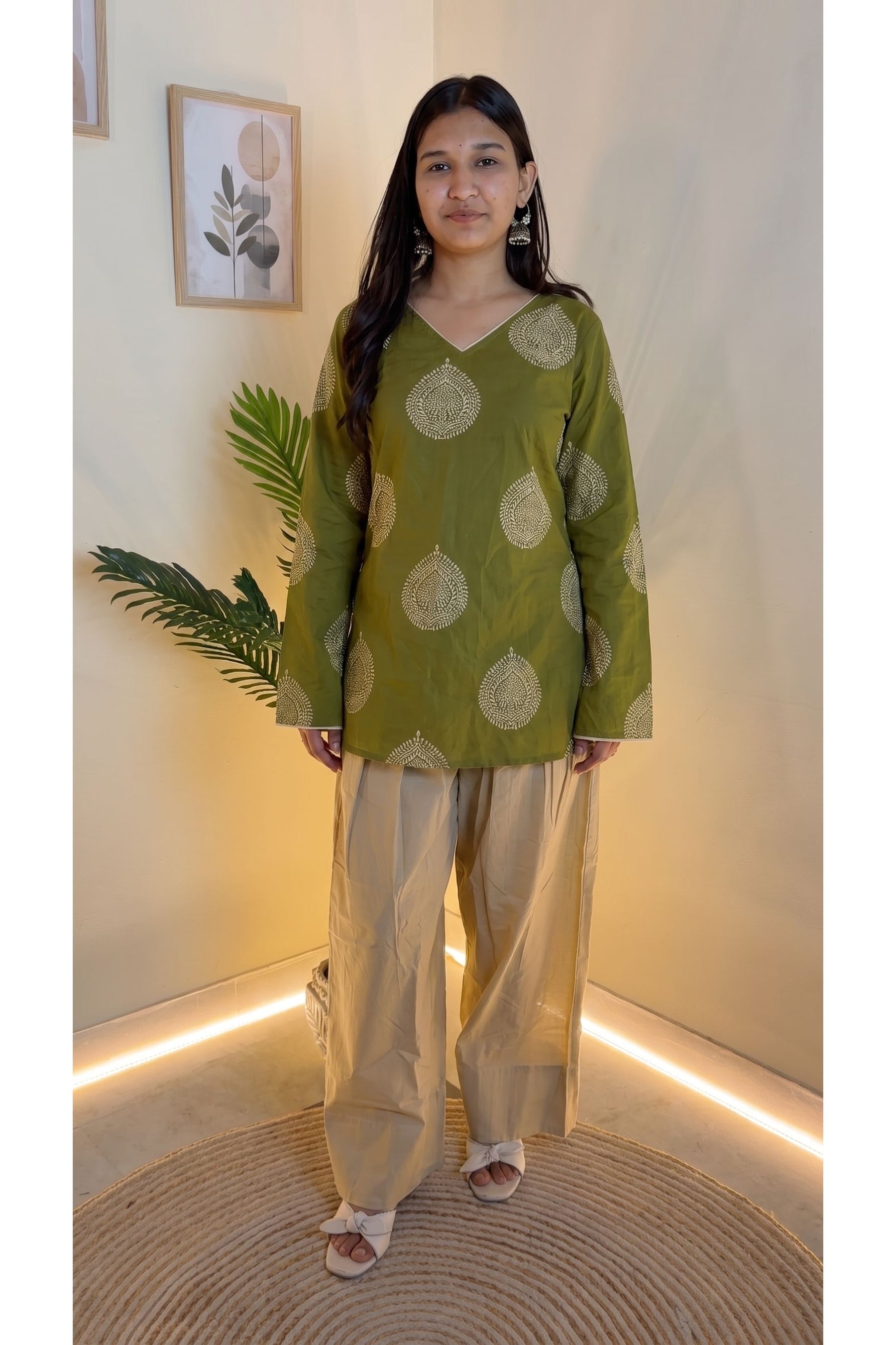 Olive Paisley Farshi Salwar Set