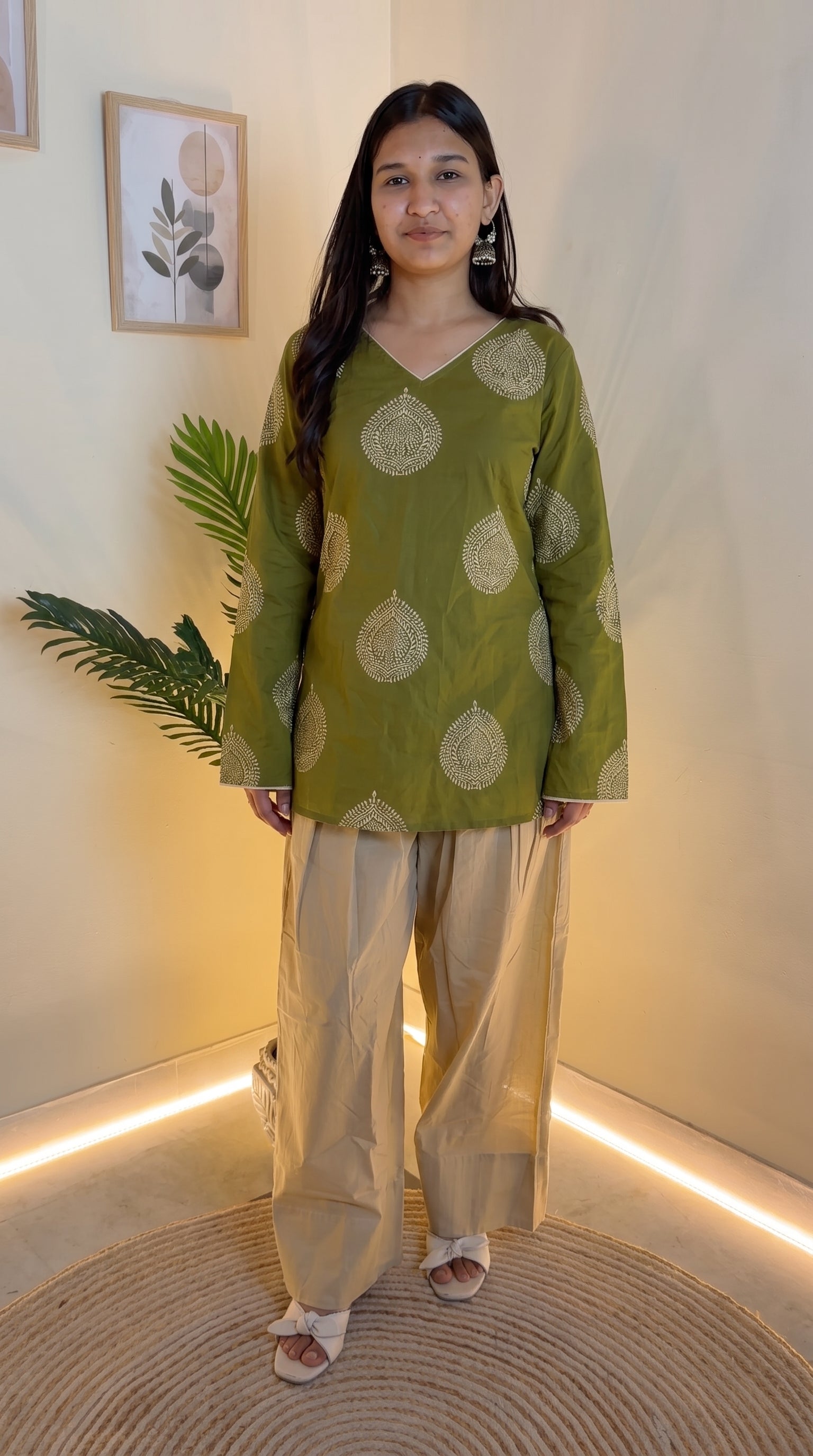 Olive Paisley Farshi Salwar Set