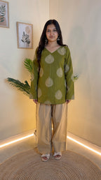 Olive Paisley Farshi Salwar Set