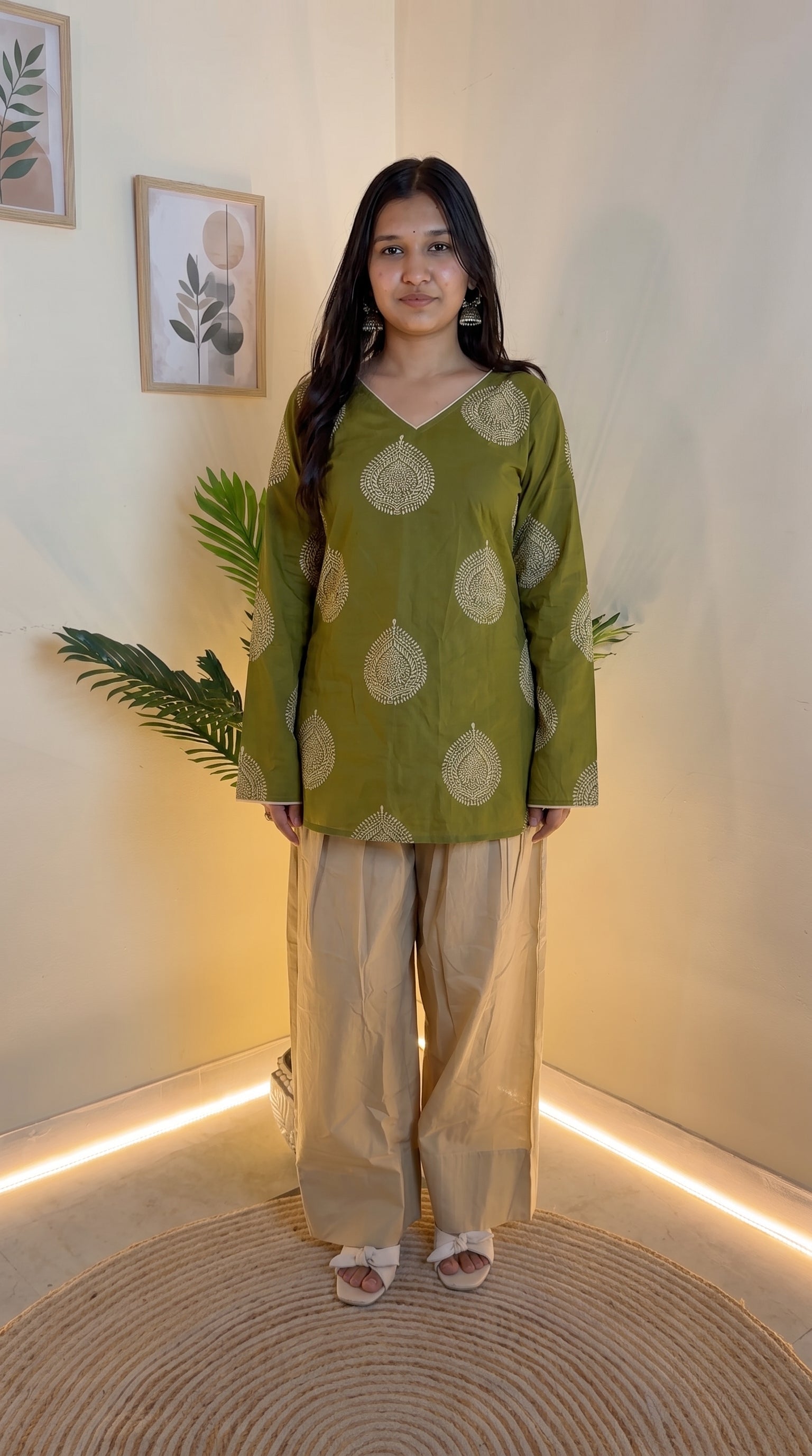Olive Paisley Farshi Salwar Set