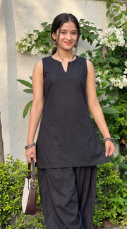 Midnight Black Solid Farshi Set