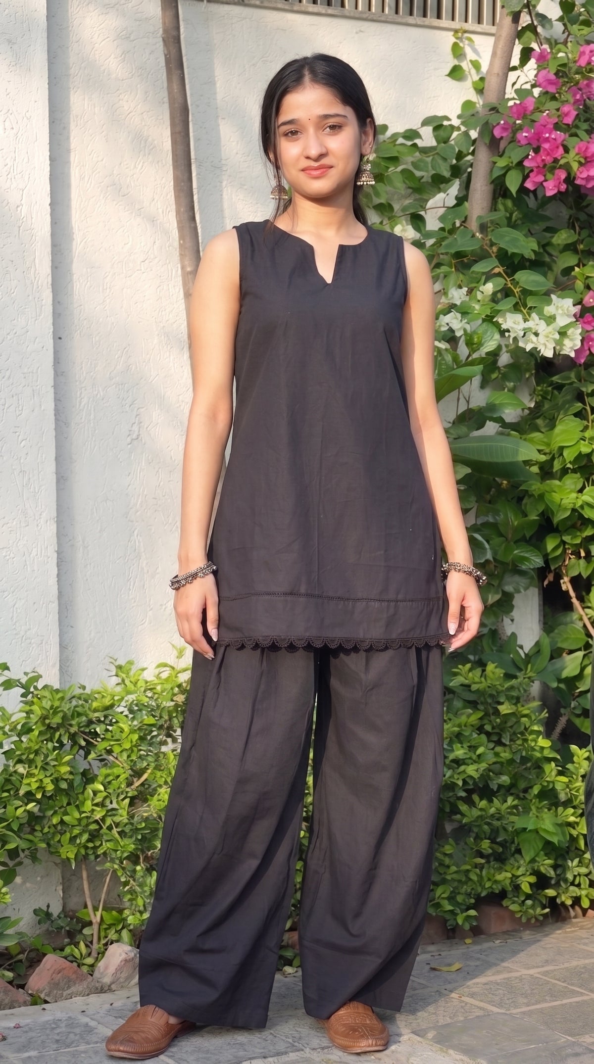 Midnight Black Solid Farshi Set