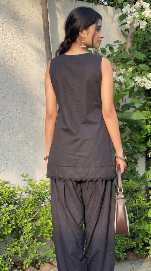 Midnight Black Solid Farshi Set