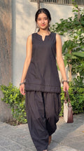 Midnight Black Solid Farshi Set
