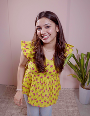 Mustard Petal Flare Top