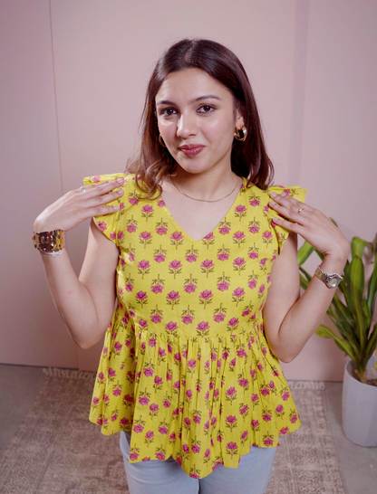 Mustard Petal Flare Top