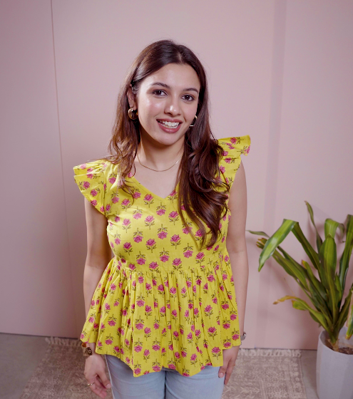 Mustard Petal Flare Top