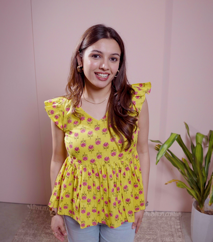 Mustard Petal Flare Top