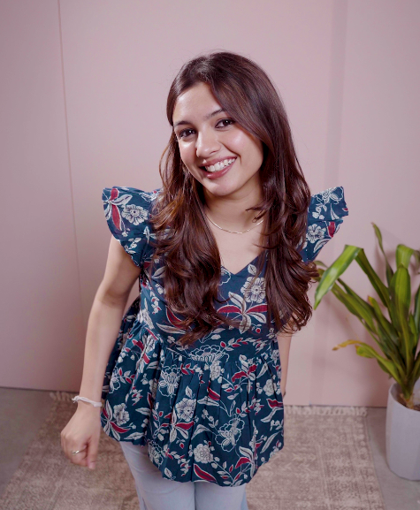 Indigo Petal Flares Top