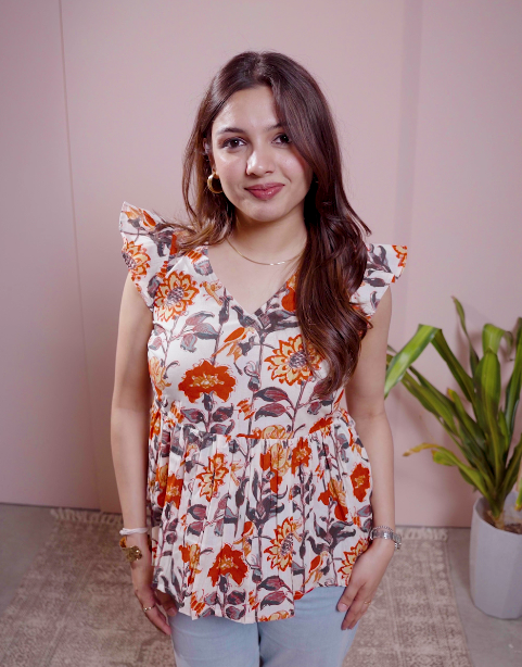 Marigold Mist Flares Top