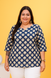 Blue Straight Plus Size Kurti