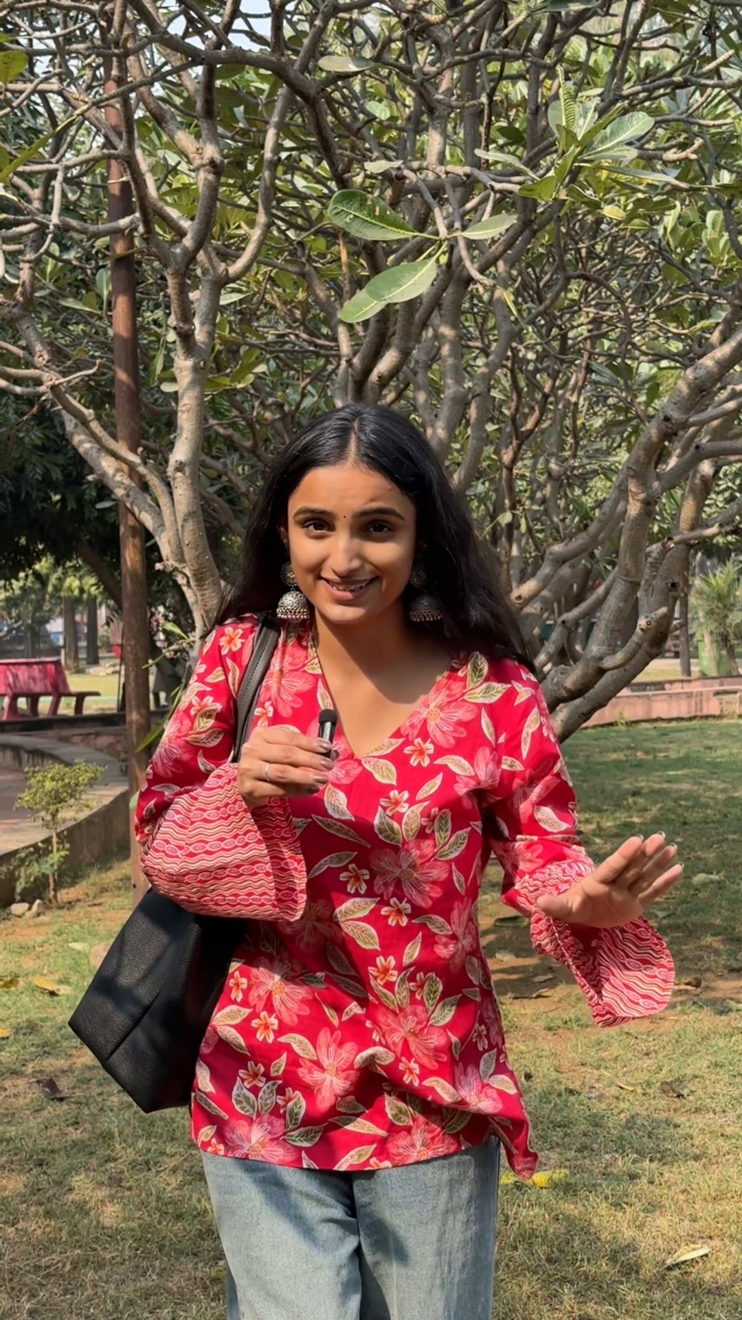 Rani Gulab Bell Sleeve Kurti