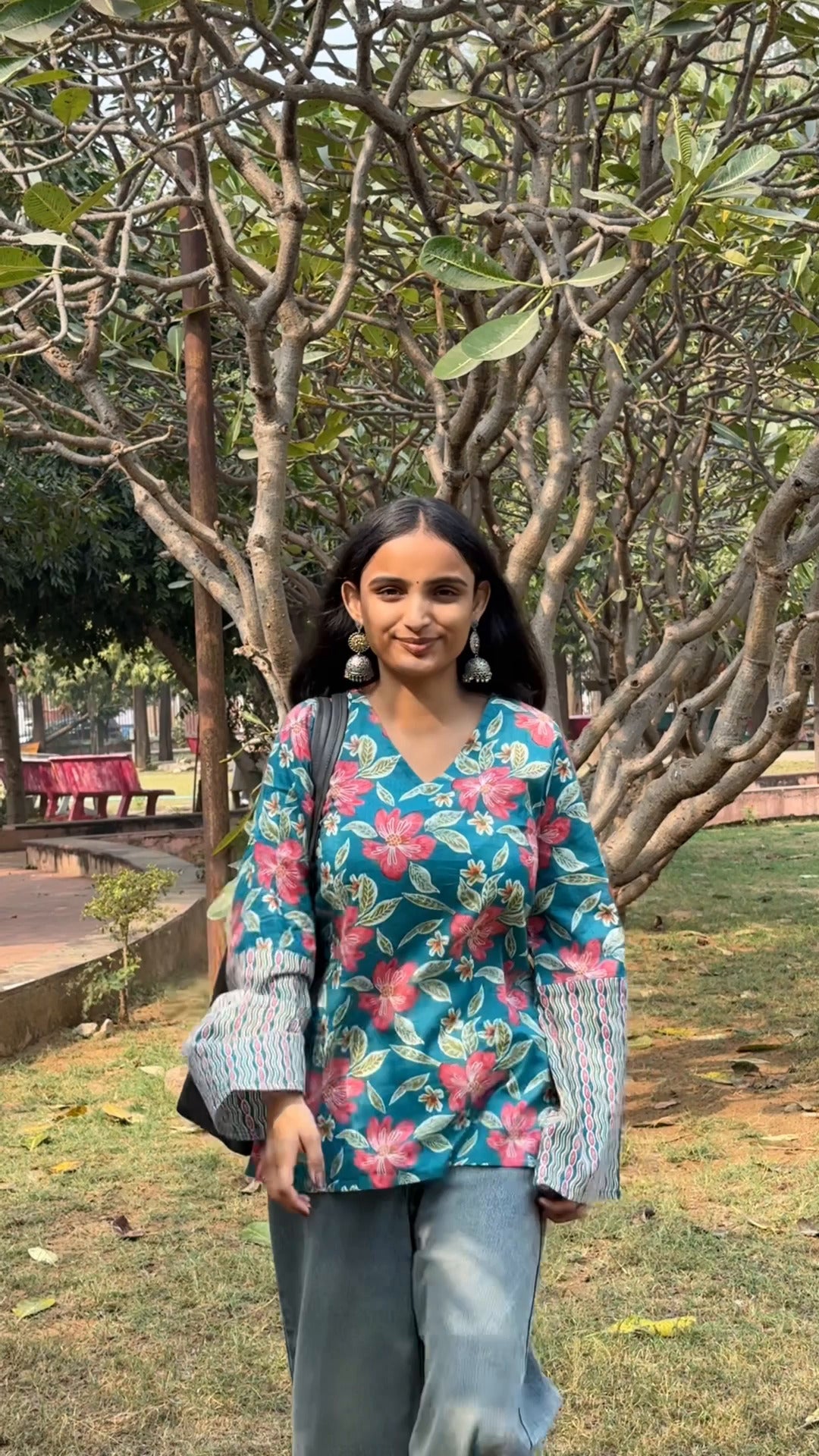 Teal Gulnaar Bell Sleeve Kurti