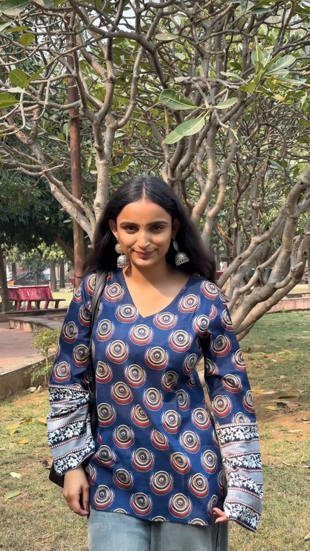 Indigo Chakra Bell Sleeve Kurti