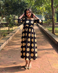 Bagru Ivory Polka Anarkali Dress