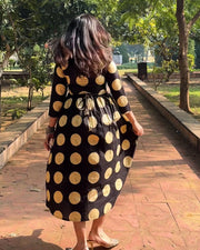 Bagru Ivory Polka Anarkali Dress