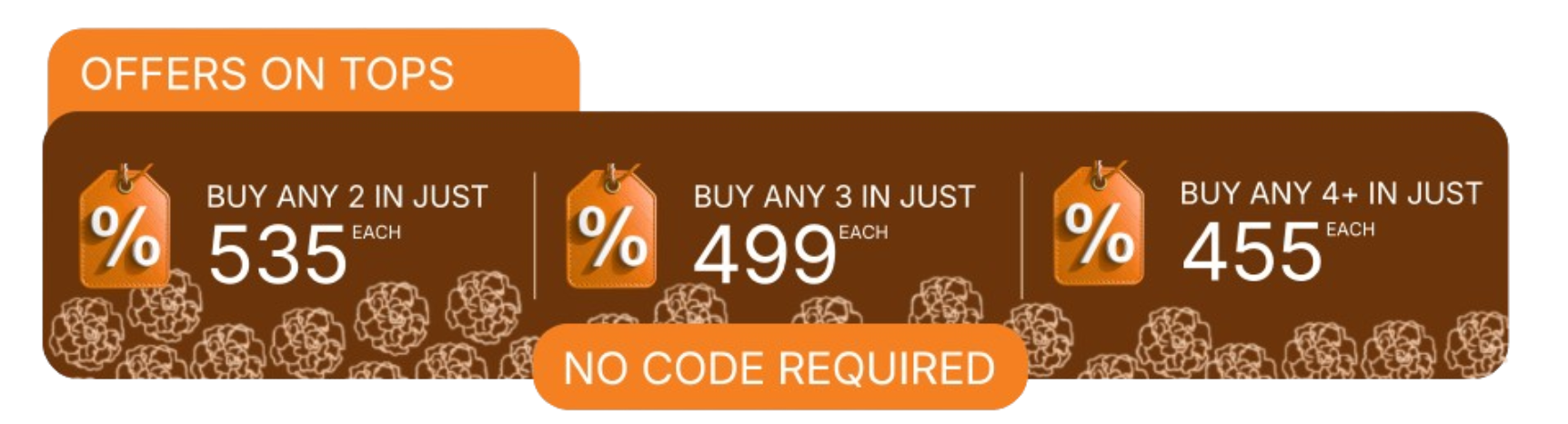 Promotional banner with discount offers on a brown background