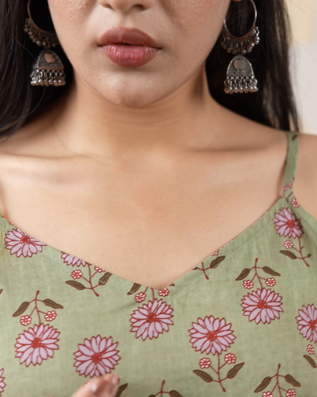 Mint Adjustable-Strap Peplum Top