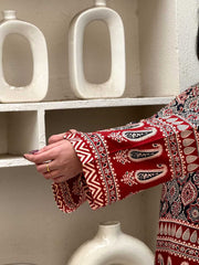 Ajrakh Rust Border Designer Top