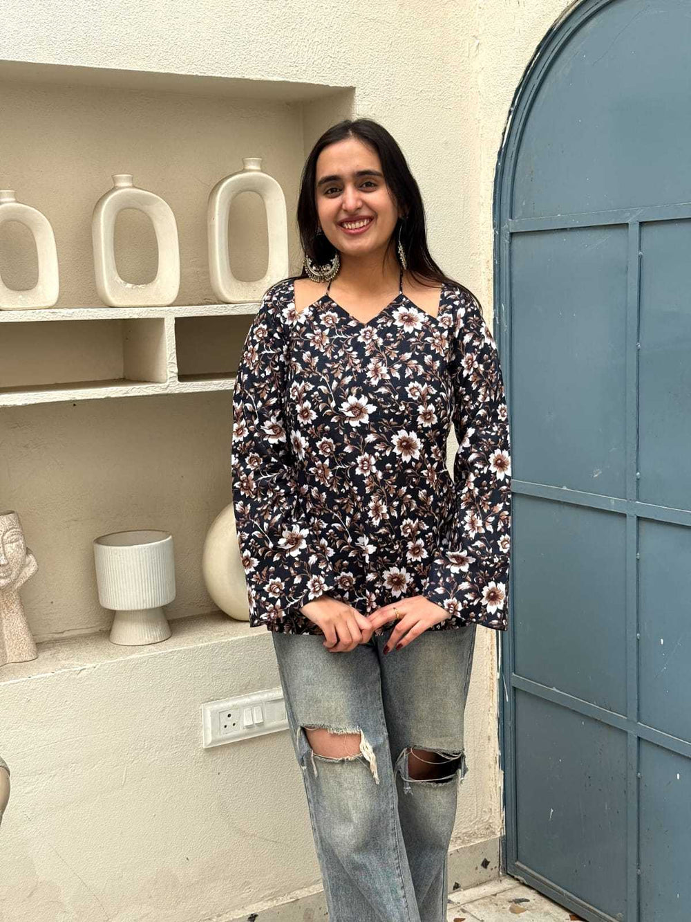Midnight Bloom Floral Designer Kurti