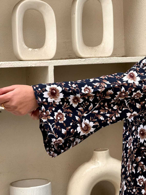 Midnight Bloom Floral Designer Kurti