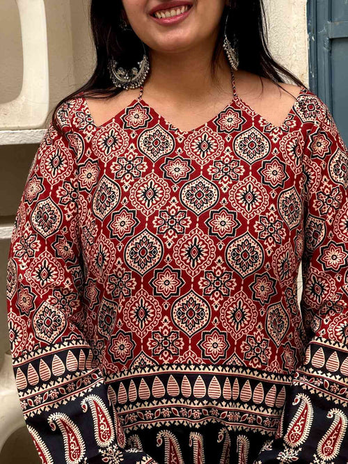 Ajrakh Border Designer kurti
