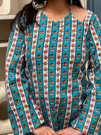 Jaipur Teal Stripe Designer Kurti