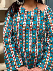 Jaipur Teal Stripe Designer Kurti